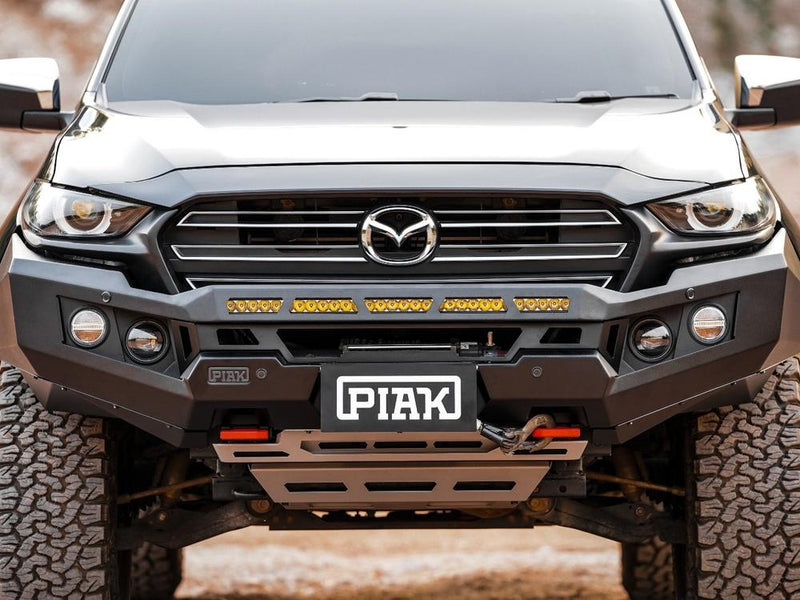 PIAK Genesis Non Loop Bull Bar Orange Recovery Points Grey Bash Plate for Mazda BT-50 2020 Onwards