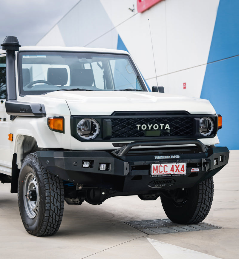 Land Cruiser 70s Series 2024-On - 078-01SQL Rocker Bull Bar Single Low Loop Package - SKU MCC-01024-7801SQL