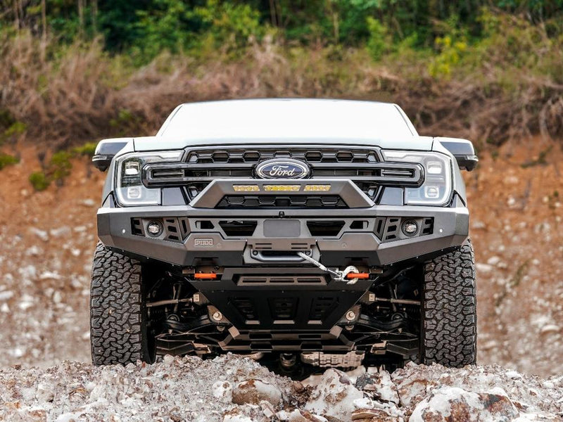 PIAK Genesis Non Loop Bull Bar Orange Recovery Points Black Bash Plate for Ford Ranger 2022 Onwards