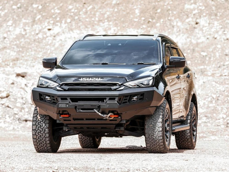 PIAK Genesis Non Loop Bull Bar Orange Recovery Points Black Bash Plate for Isuzu MU-X 2021 Onwards