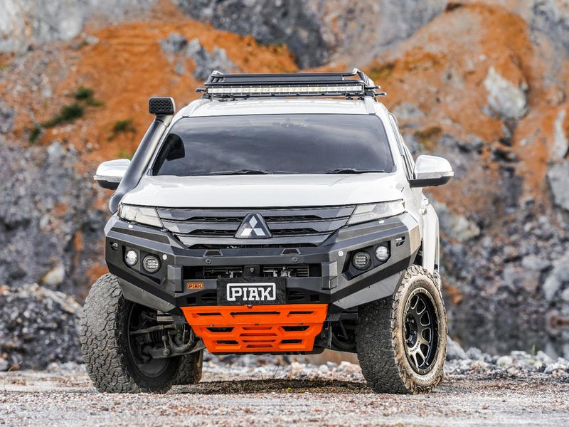 PIAK Elite Non Loop Bull Bar Black Recovery Points Orange Bash Plate for Mitsubishi Pajero Sport 2020 Onwards