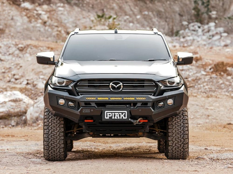 PIAK Genesis Non Loop Bull Bar Orange Recovery Points Black Bash Plate for Mazda BT-50 7 2020 Onwards