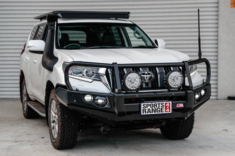 Prado 150 facelift 2017-Current (With Fog) 707-02 Falcon Bull Bar Black A-Frame Package (LED Foglight) - SKU MCC-01020-702FOGUP