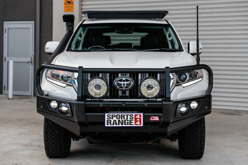 Prado 150 facelift 2017-Current (With Fog) 707-02 Falcon Bull Bar Black A-Frame Package (LED Foglight) - SKU MCC-01020-702FOGUP