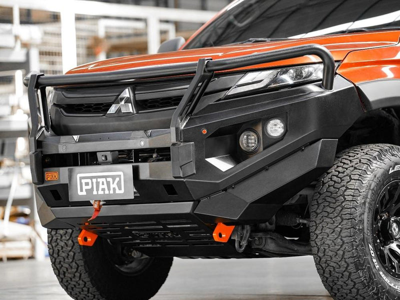 PIAK Elite 3-Loop Bull Bar for Mitsubishi Triton MR (2018-2023) | Orange Recovery Points & Black Bash Plate
