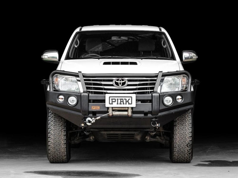 PIAK Premium 3-Loop Bumper Bull Bar Black Recovery Points Bash Plate suitable for Toyota Hilux 2011 to 2015