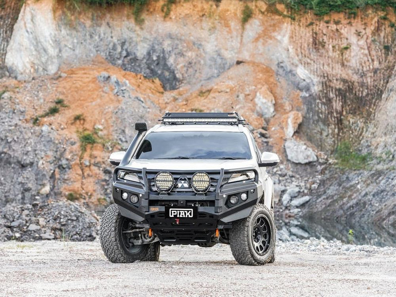 PIAK Elite 3-Loop Bull Bar for Mitsubishi Pajero Sport QE & QF (2020-2024) | Orange Recovery Points & Black Bash Plate