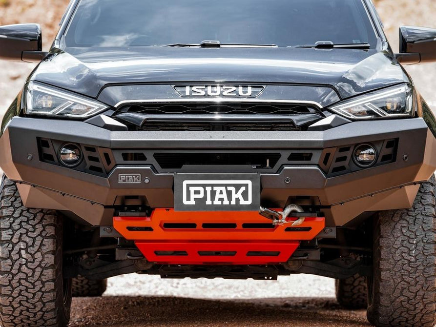 PIAK Genesis Non Loop Bull Bar Black Recovery Points Orange Bash Plate for Isuzu MU-X 2021 Onwards