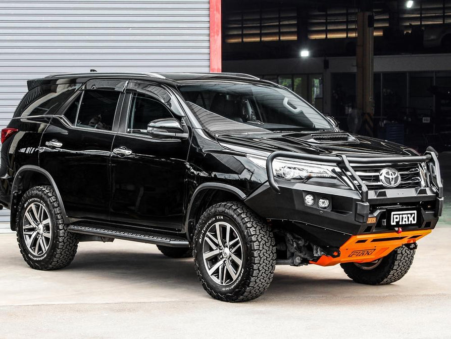 PIAK Elite 3-Loop Bull Bar suitable for Toyota Fortuner GUN156R (2015-2018) | Black Recovery Points & Orange Bash Plate