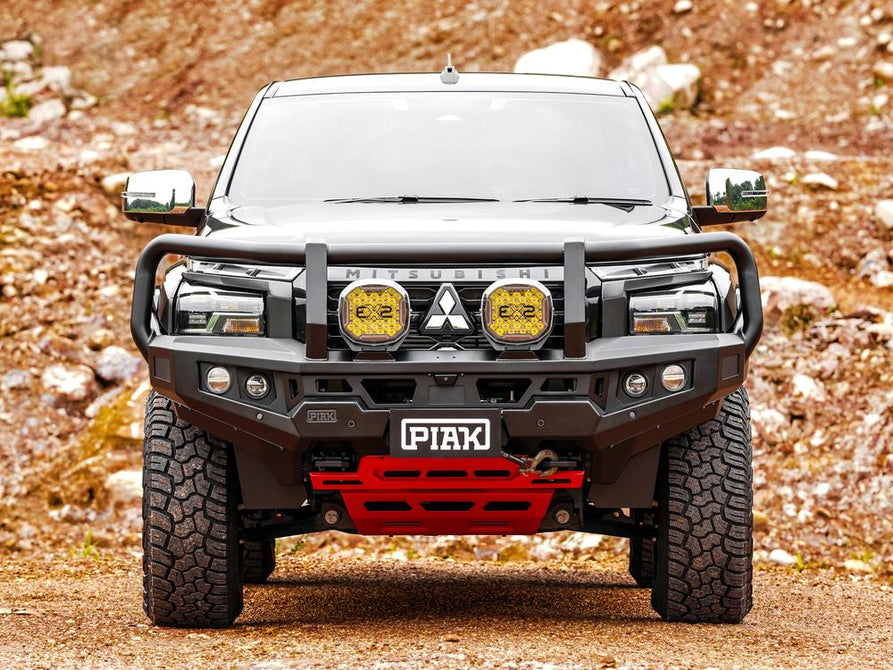 PIAK Genesis Loop Bull Bar for Mitsubishi Triton MV (12/2023+) – Black Recovery Points & Orange Bash Plate
