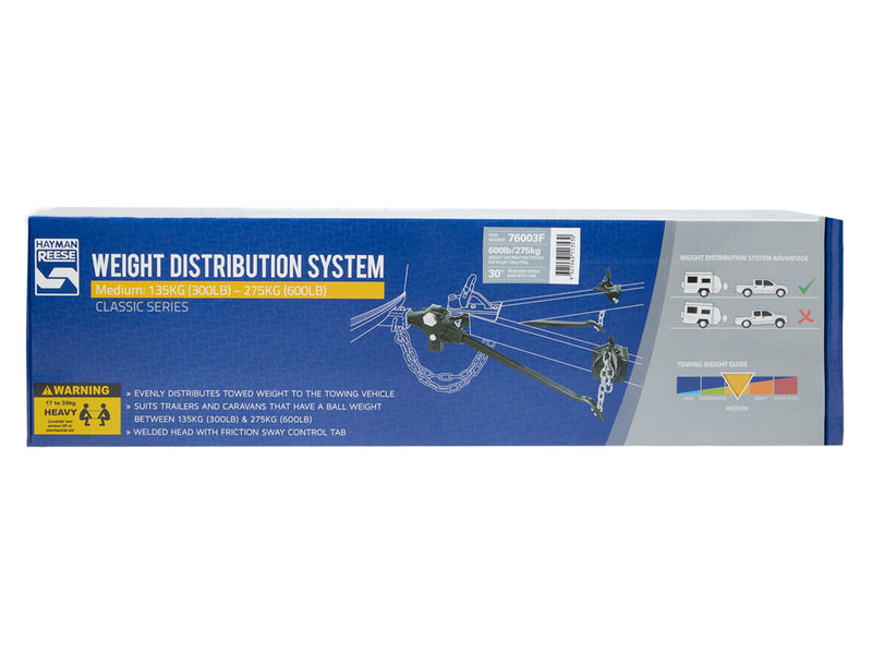 Hayman Reese Weight Distribution Hitch 600lb (275kg) with 30inch Round Bars – 32mm Head, No Shank | 76003H-NS