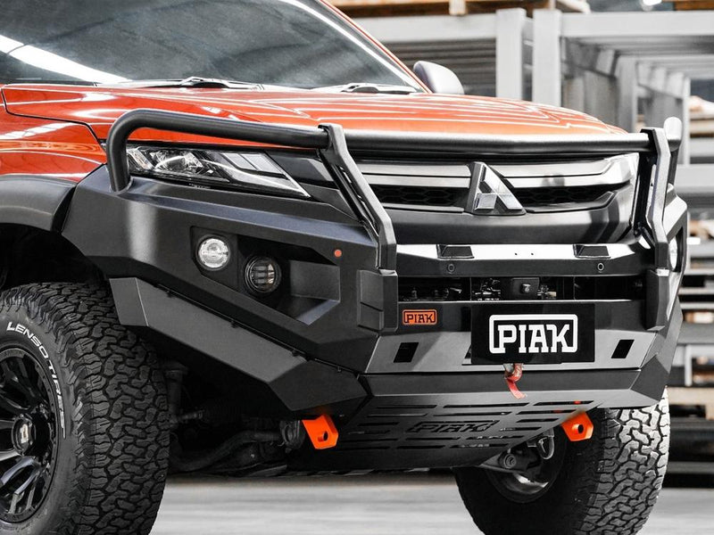 PIAK Elite 3-Loop Bull Bar for Mitsubishi Triton MR (2018-2023) | Orange Recovery Points & Black Bash Plate