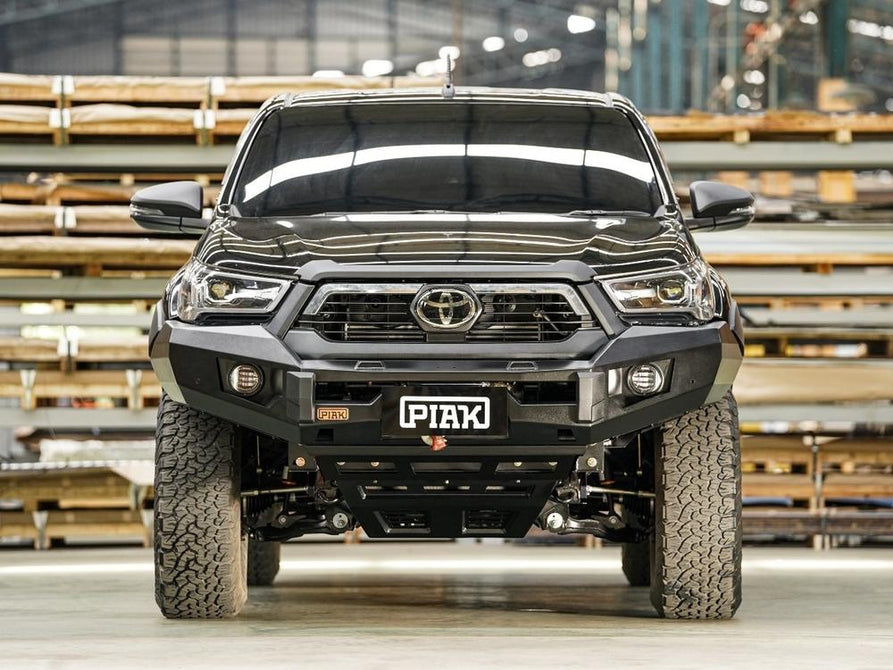PIAK Elite Non Loop Bull Bar Black Recovery Points Bash Plate for Toyota Hilux 2020 to 2024
