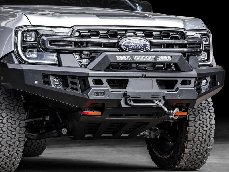 PIAK Genesis Non Loop Bull Bar Orange Recovery Points Black Bash Plate for Ford Ranger 2022 Onwards