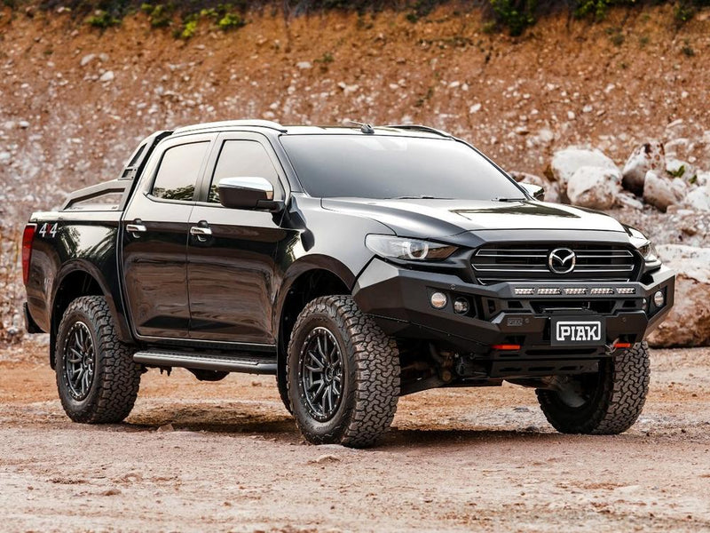 PIAK Genesis Non Loop Bull Bar Orange Recovery Points Black Bash Plate for Mazda BT-50 7 2020 Onwards