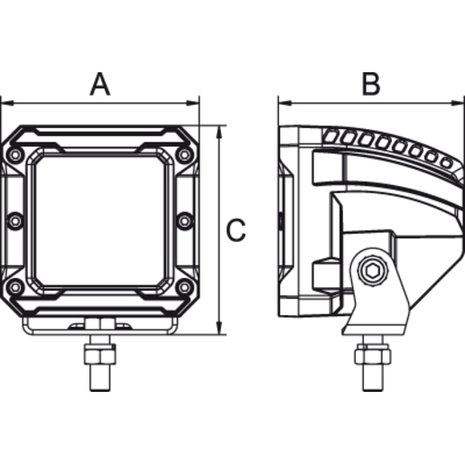 RoadVision 34 Series Square LED Work Light RWL3420F 20W Flood Beam 10-30V 1600lm to Suit 4WDs, Utes & Equipment Lighting