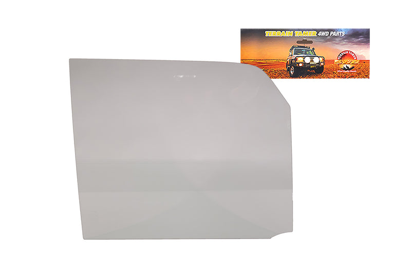 DOOR GLASS FRONT R/H SUITABLE FOR WITH VENT WINDOW GREEN T=4.0