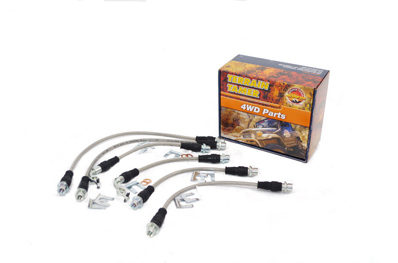 BRAIDED BRAKE HOSE KIT DRUM BKE RR TO 2"RAISED SUSP SUITABLE FOR ABS