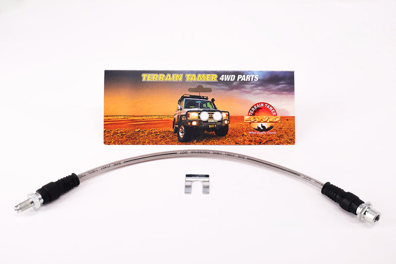 BRAIDED BRAKE HOSE L/H FRONT CENTRE +ABS 50MM EXTENDED