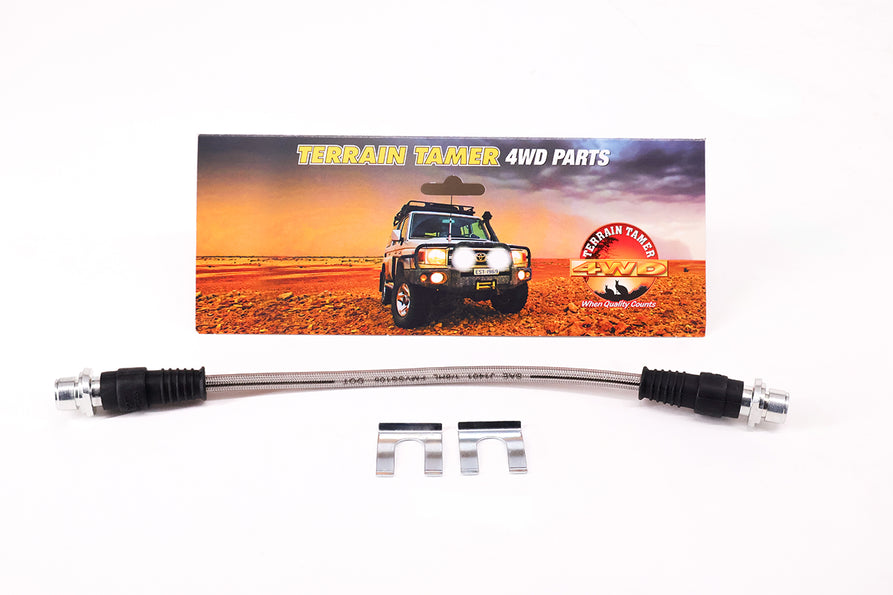 BRAIDED BRAKE HOSE R/H FRONT CENTRE +ABS 50MM EXTENDED
