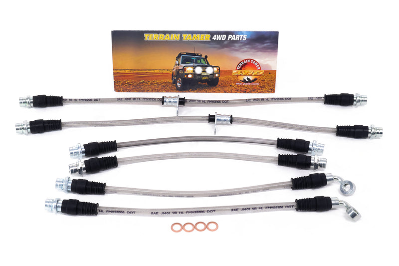 BRAIDED BRAKE HOSE KIT SUITABLE FOR 0-50MM RAISED VEHICLE