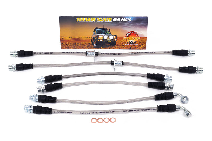 BRAIDED BRAKE HOSE KIT SUITABLE FOR 0-50MM RAISED VEHICLE