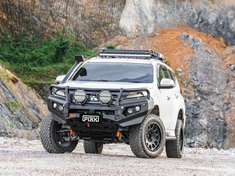 PIAK Elite 3-Loop Bull Bar for Mitsubishi Pajero Sport QE & QF (2020-2024) | Orange Recovery Points & Black Bash Plate