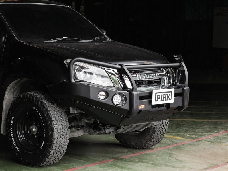 PIAK Premium 4x4 3-Loop Bull Bar | Black Recovery Points & Tough Bash Plate – Isuzu D-Max 2012-2016