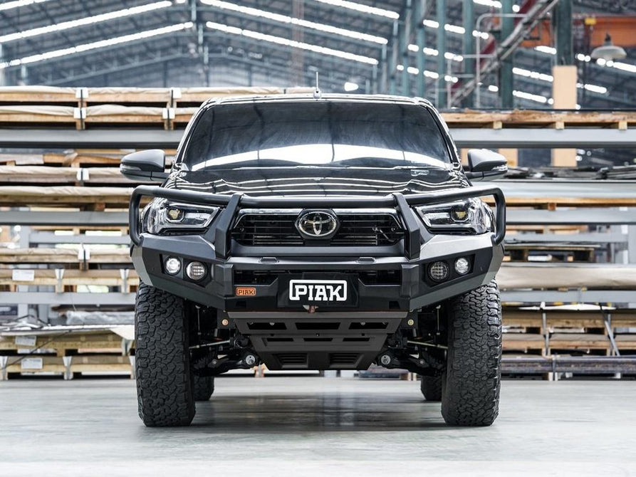 PIAK Elite 3-Loop Bull Bar suitable for Toyota Hilux (2020-2024) | Black Recovery & Bash Plate