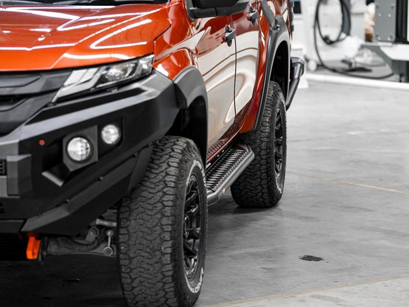 PIAK RockRunner Black Side Steps for Mitsubishi Triton MR 2018-2023 | Tough 4x4 Steel Steps