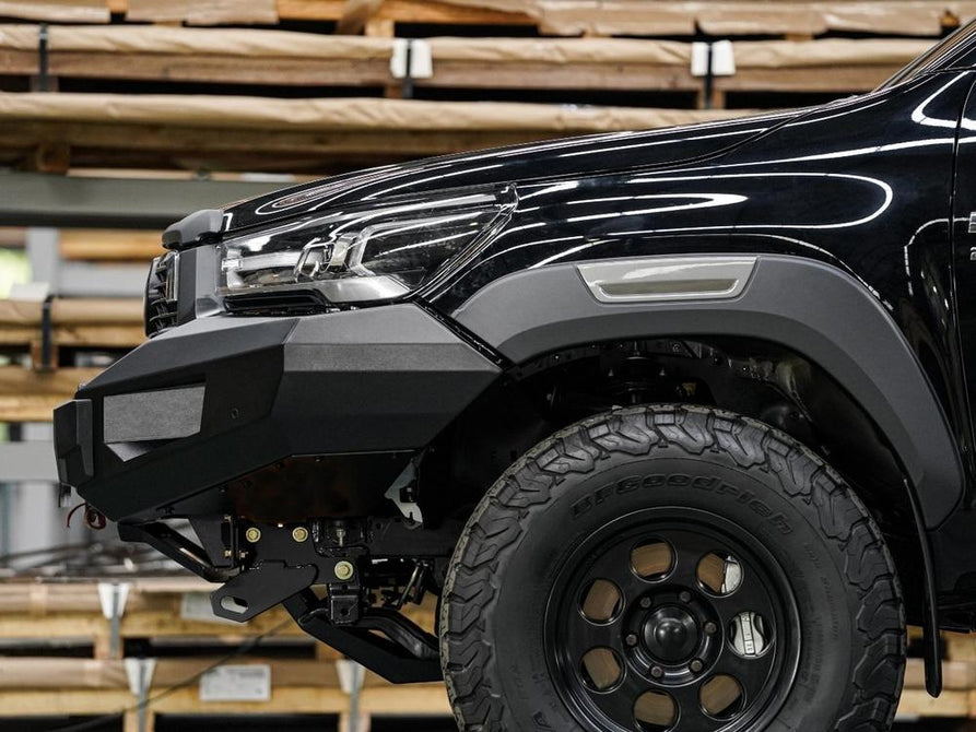 PIAK Elite Non Loop Bull Bar Black Recovery Points Bash Plate for Toyota Hilux 2020 to 2024