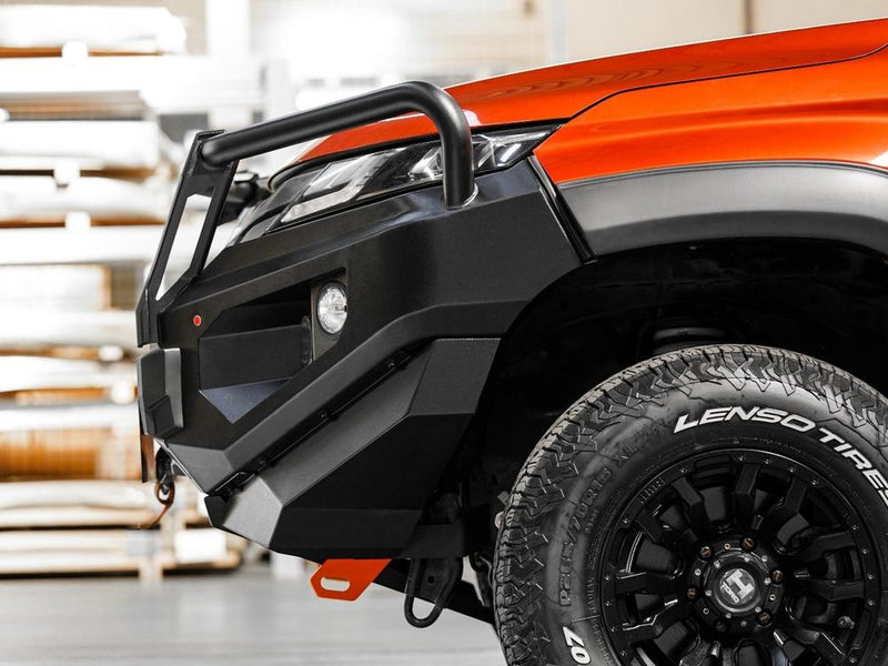 PIAK Elite 3-Loop Bull Bar for Mitsubishi Triton MR (2018-2023) | Orange Recovery Points & Black Bash Plate