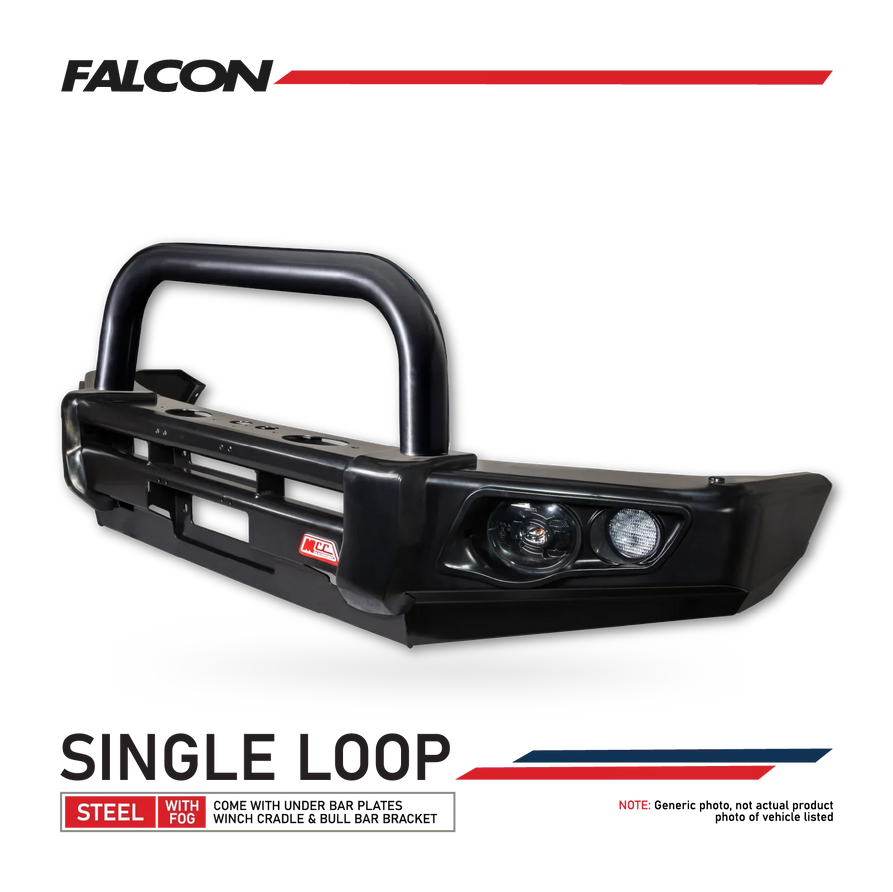 Great Wall Cannon 2025-On Facelift 2025-On 707-01 Falcon Bull Bar Single Black Loop Package (LED Foglight)