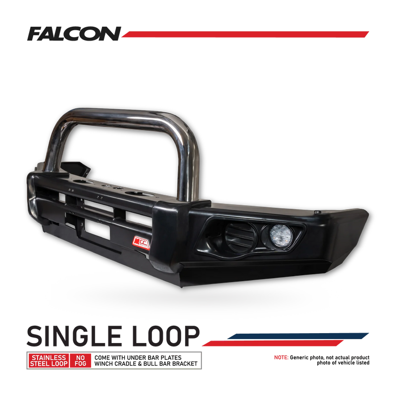 Prado 90 1996-2002 707-01 Falcon Bull Bar Single Black Loop Package (No Foglight) - SKU MCC-01009-701SBL