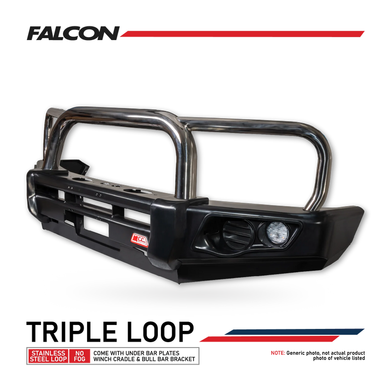 Hilux 2026-On (9th Gen) 707-01 Falcon Bull Bar Triple Stainless Loops Package (No Foglight)
