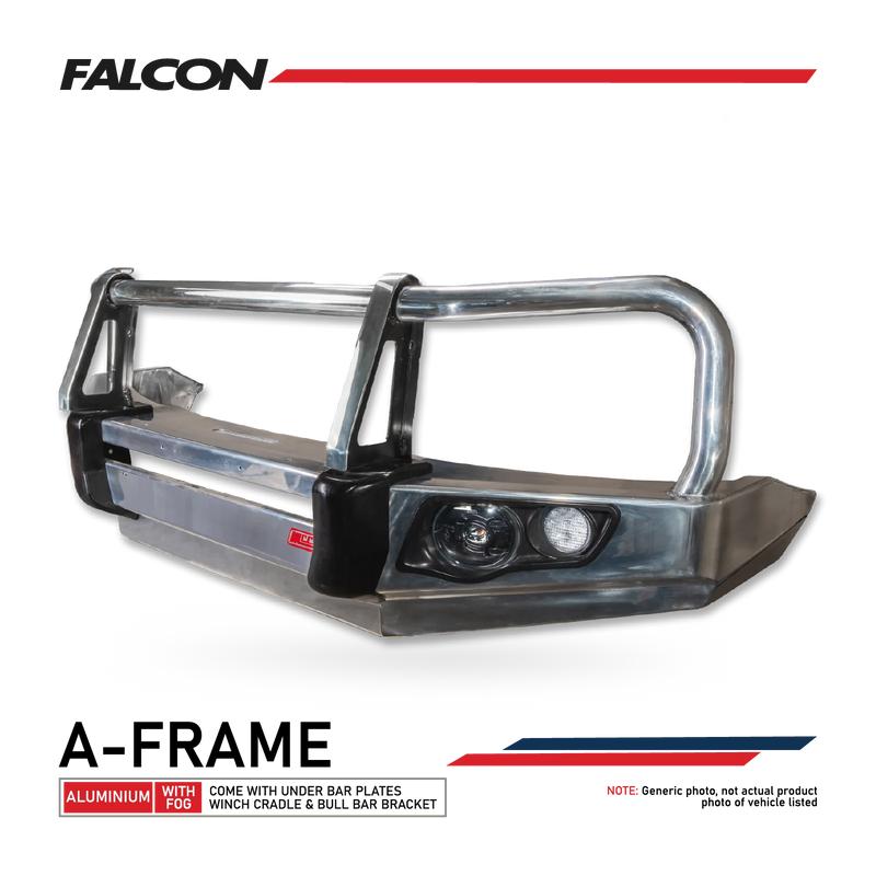 Prado 150 facelift 2017-Current 707-02A Alloy Falcon Bull Bar Black A-Frame Package (LED Foglight) - SKU MCC-01020-702AW