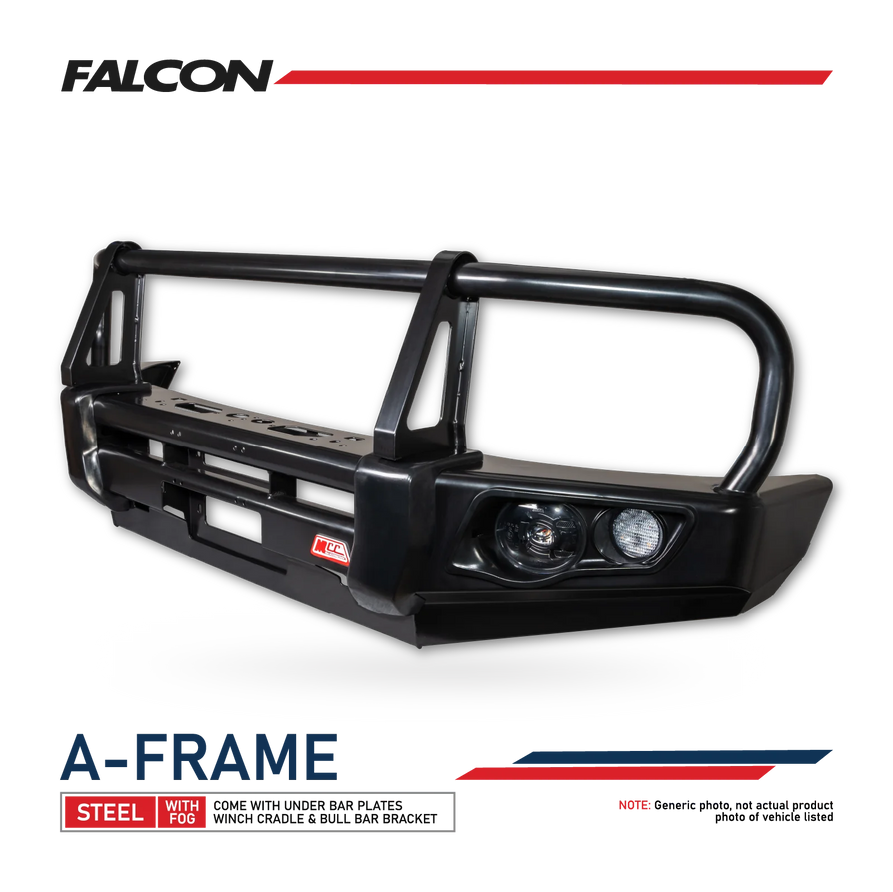 Prado 120 2002-2009 707-02 Falcon Bull Bar Black A-Frame Package (LED Foglight) - SKU MCC-01010-702FOGUP