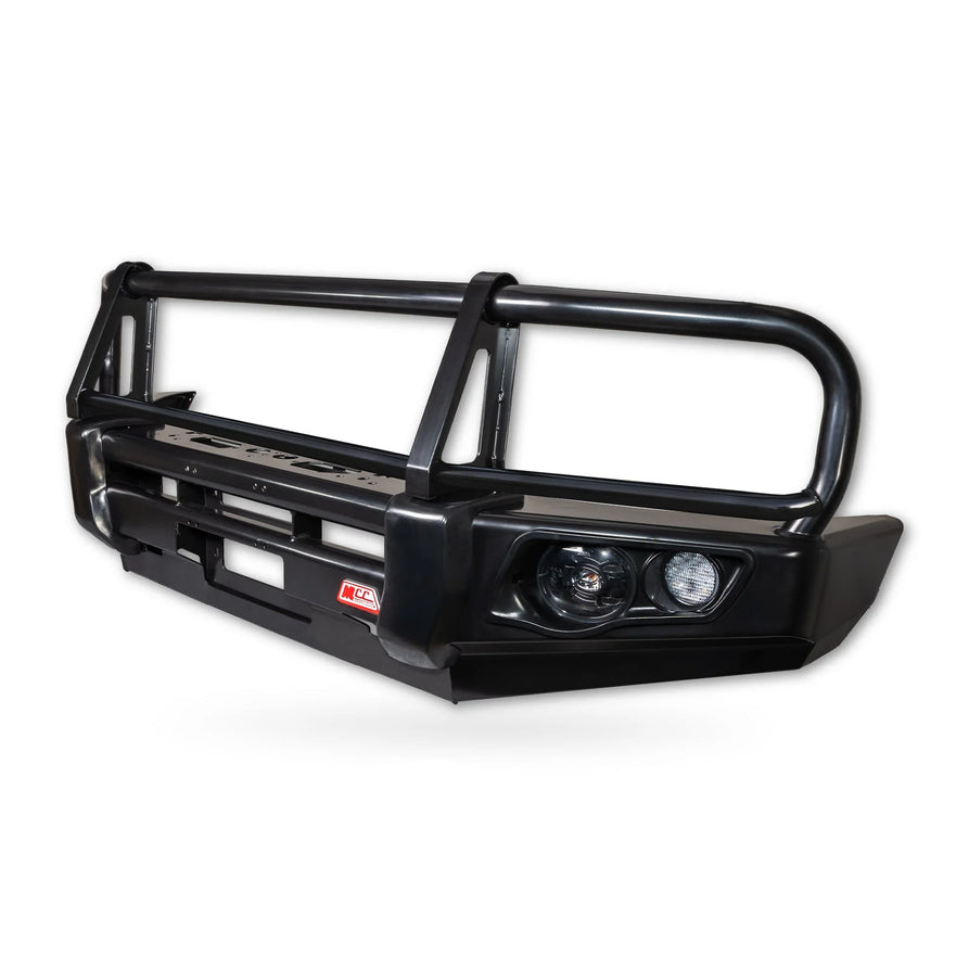 Land Cruiser 70 series 1984-2007 707-02 Falcon Bull Bar Black A-Frame Package (LED Foglight) - SKU MCC-01003-702FOG