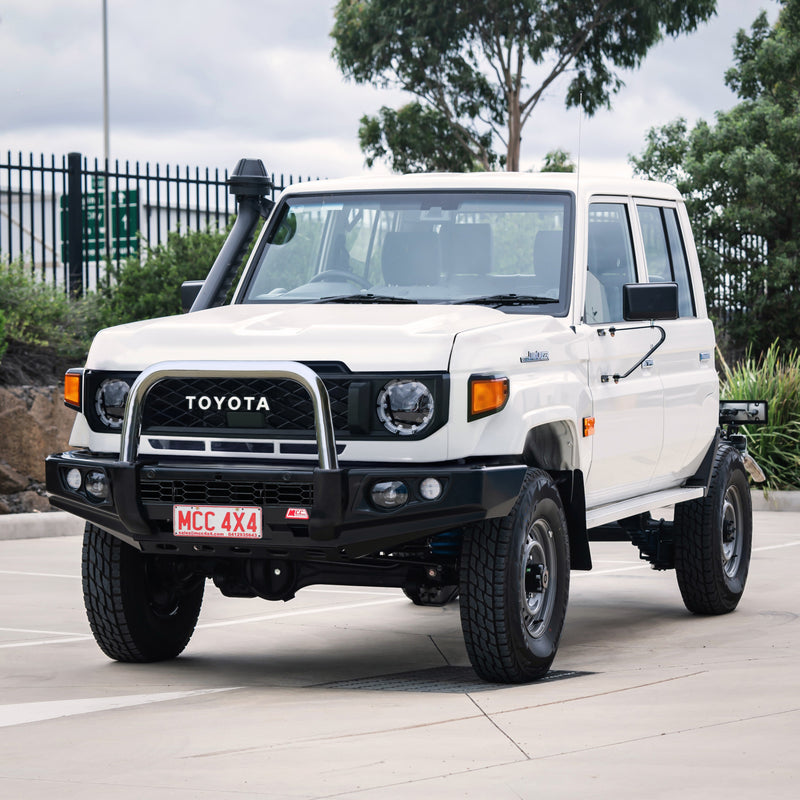 Land Cruiser 70 Series Single Cab 2024-On 707-01 Falcon Bull Bar Single Stainless Loop Package (LED Foglight)