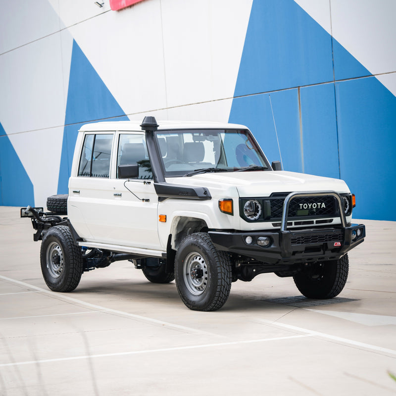 Land Cruiser 70 Series Single Cab 2024-On 707-01 Falcon Bull Bar Single Stainless Loop Package (LED Foglight)