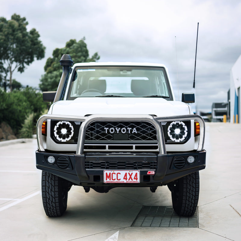 Land Cruiser 70 Series Single Cab 2024-On 79 Single Cab My17On 707-01 Falcon Bull Bar Triple Stainless Loops Package (No Foglight)