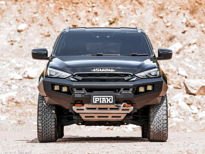 PIAK Genesis Non Loop Bull Bar Orange Recovery Points Grey Bash Plate for Isuzu MU-X 2021 Onwards