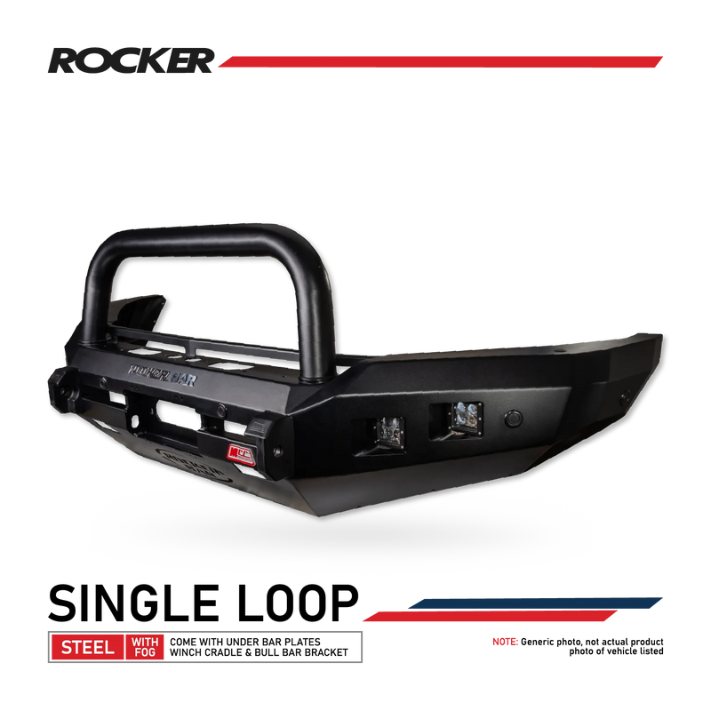 All-New Amarok 2023-On - 078-01SQSBL Rocker Bull Bar Single Sand Black Loop Package - SKU MCC-04002-7801SQSBL