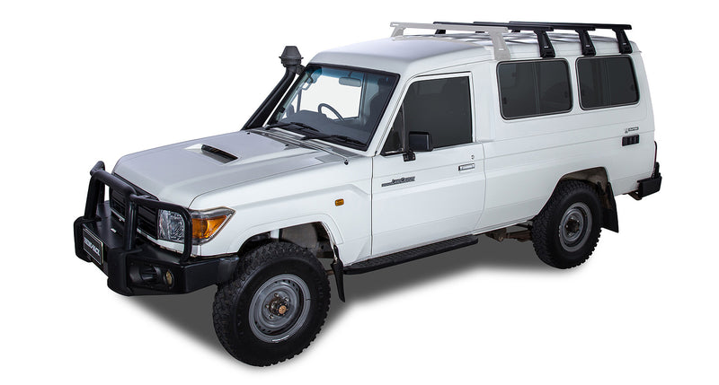Rhino-Rack Heavy Duty RL210 Black 3 Bar Roof Rack for Toyota LandCruiser 78 Series 4×4 Troop Carrier