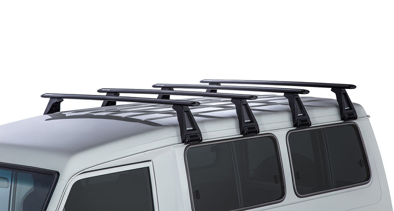 Rhino-Rack Vortex RL210 Black 4 Bar Roof Rack for Toyota LandCruiser 78 Series 4WD Troop Carrier