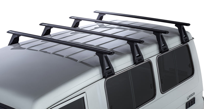 Rhino-Rack Vortex RL210 Black 4 Bar Roof Rack for Toyota LandCruiser 78 Series 4WD Troop Carrier