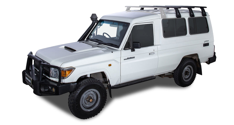 Rhino-Rack Vortex RL210 Black 3 Bar Roof Rack for Toyota LandCruiser 78 Series 4WD Troop Carrier