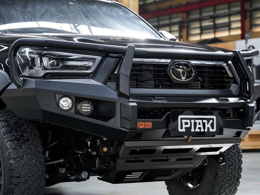 PIAK Elite 3-Loop Bull Bar suitable for Toyota Hilux (2020-2024) | Black Recovery & Bash Plate