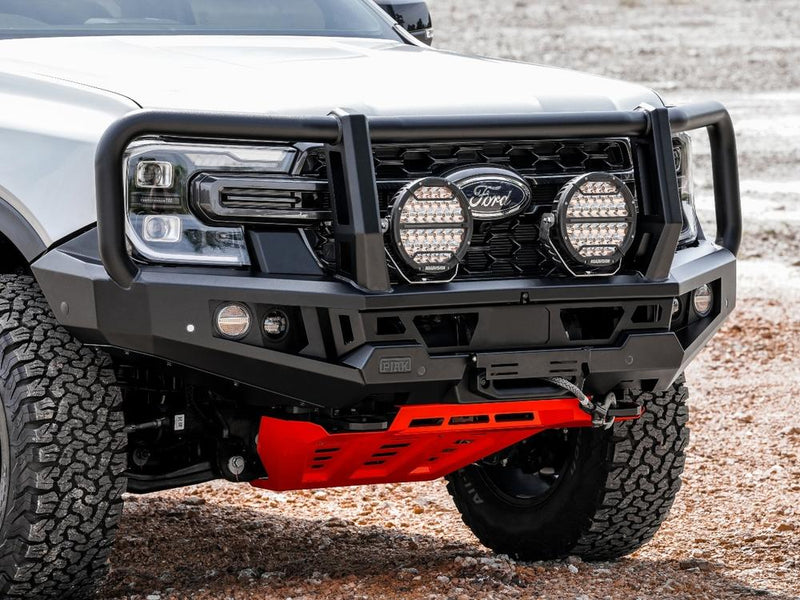 PIAK Genesis 4x4 Front Winch Loop Bumper Bull Bar with Orange Bash Plate for Ford Ranger 2022+
