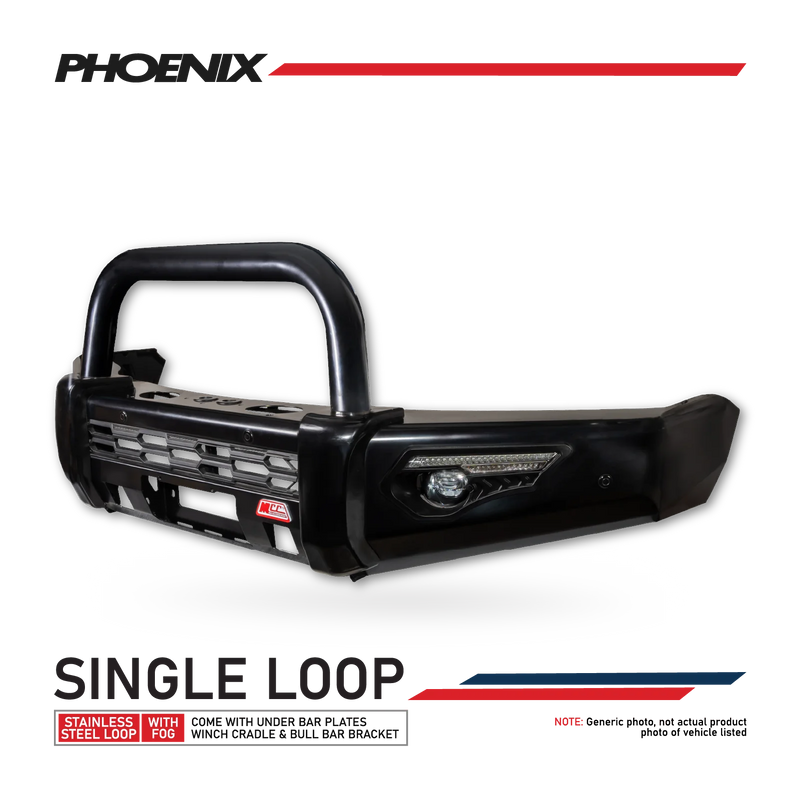 All-New Amarok 2023-On - 808-01 Phoenix Bull Bar Single Black Loop Package - SKU MCC-04002-801SBL